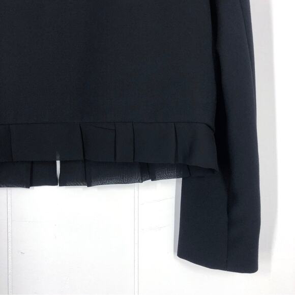 Brooks Brothers Cropped Blazer Jacket Ruffle Hem Wool Blend Career Size 4 Black - Picture 9 of 16